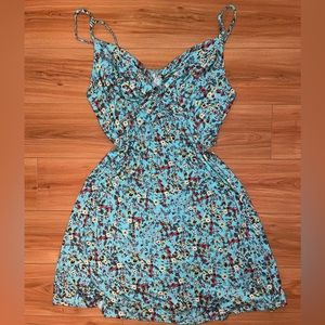 love, Fire teal ditsy floral print mini dress